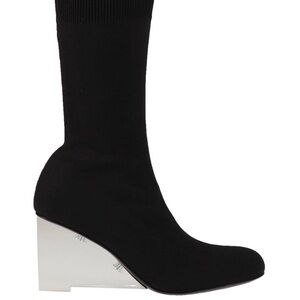 Alexander McQueen Black Wedge Sock Boots